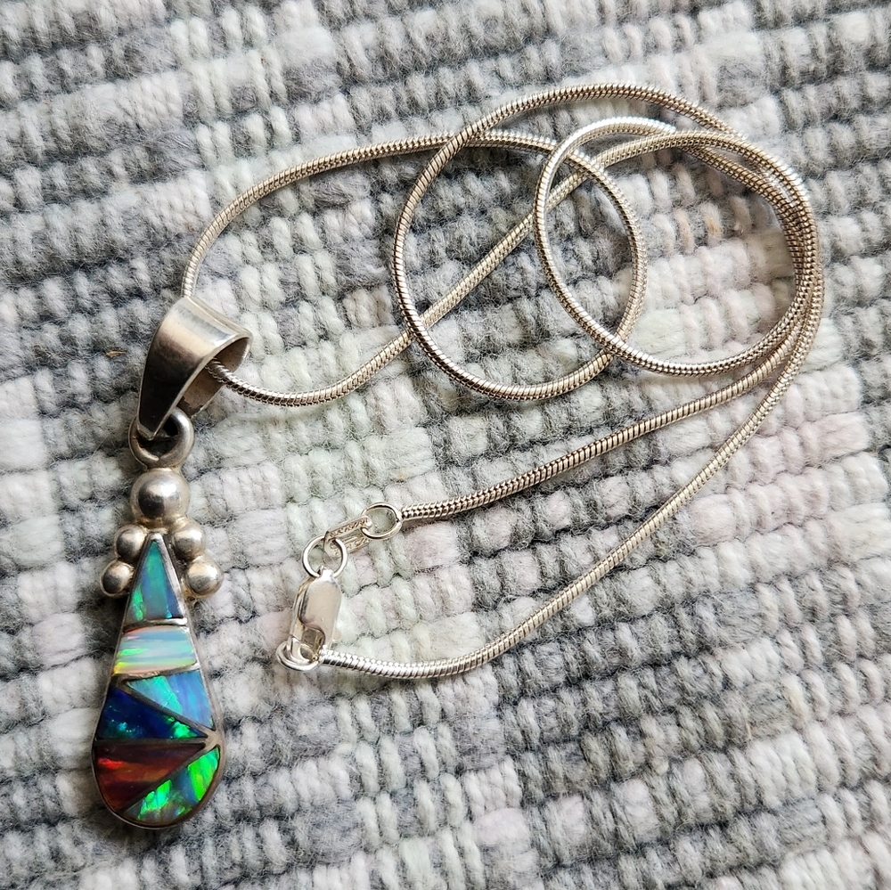 Mexican Opal Inlay Sterling Necklace